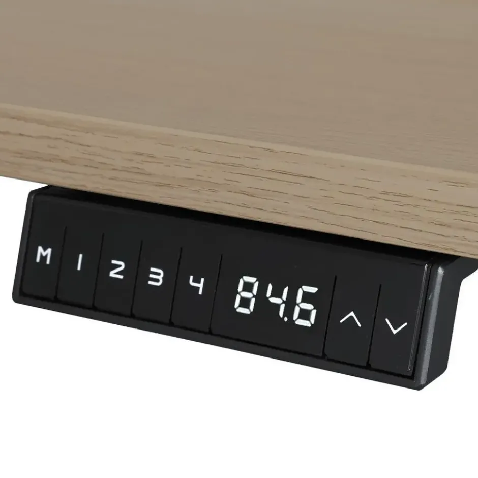 Elektrisch verstelbaar bureau - 140x80 cm - Single motor - Zwart / Eiken