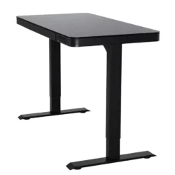 Elektrisch verstelbaar bureau / thuiswerkplek - 120x60 cm - Glas zwar