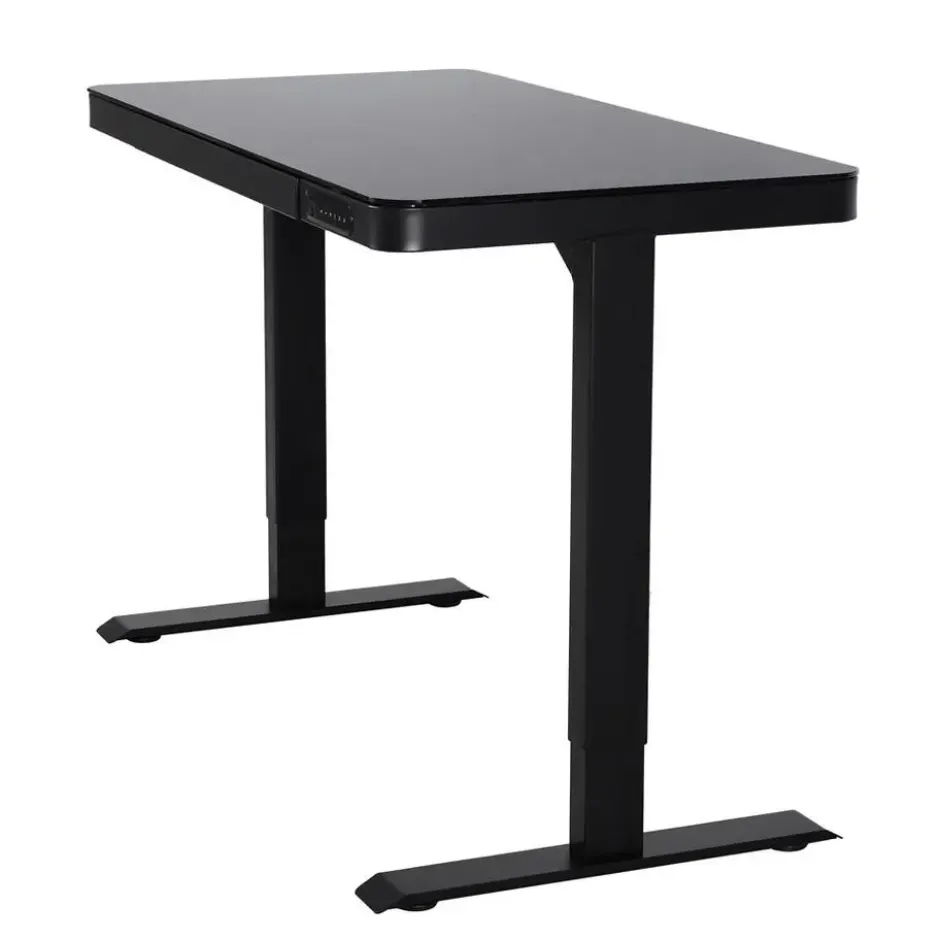 Elektrisch verstelbaar bureau / thuiswerkplek - 120x60 cm - Glas zwar