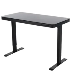 Elektrisch verstelbaar bureau / thuiswerkplek - 120x60 cm - Glas zwar