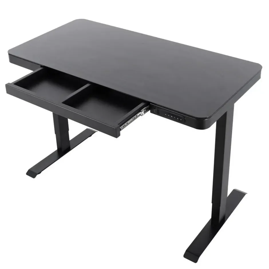 Elektrisch verstelbaar bureau / thuiswerkplek - 120x60 cm - Glas zwar