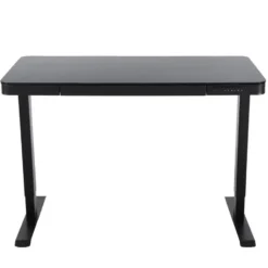 Elektrisch verstelbaar bureau / thuiswerkplek - 120x60 cm - Glas zwar