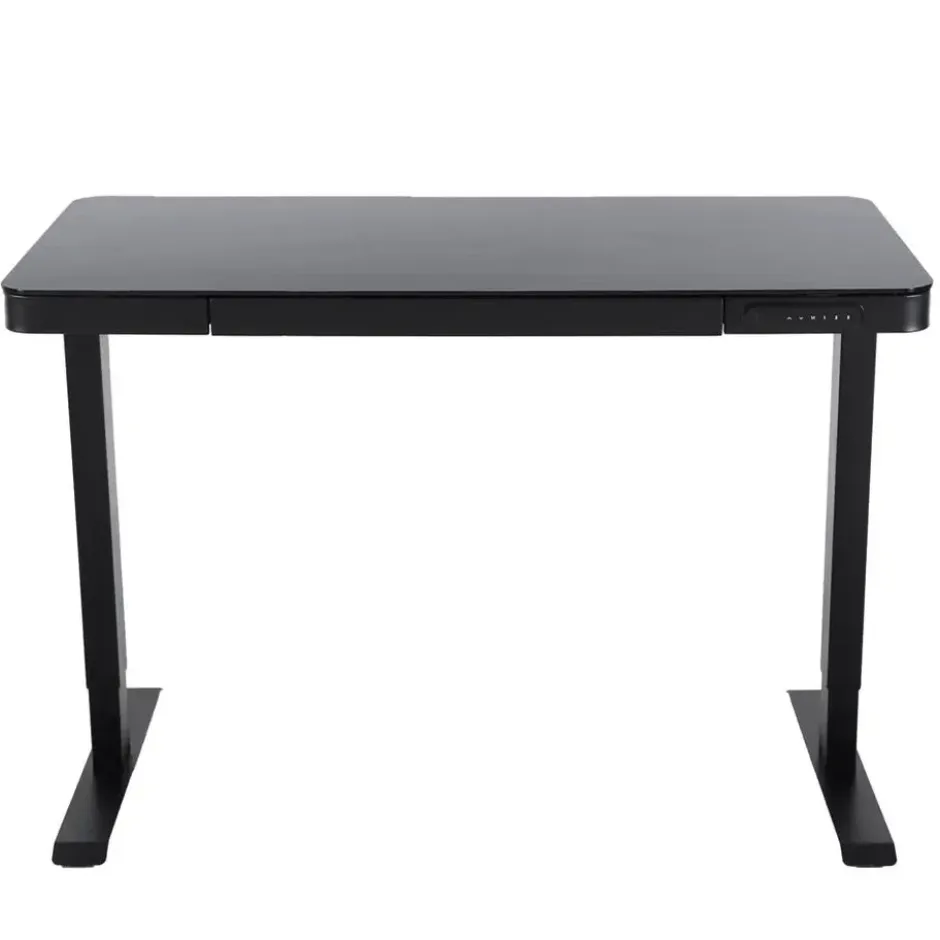 Elektrisch verstelbaar bureau / thuiswerkplek - 120x60 cm - Glas zwar