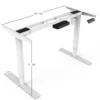 Elektrisch verstelbaar bureau - 160x80 cm - Single motor - Wit / Licht eiken