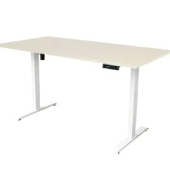 Elektrisch verstelbaar bureau - 160x80 cm - Single motor - Wit / Licht eiken