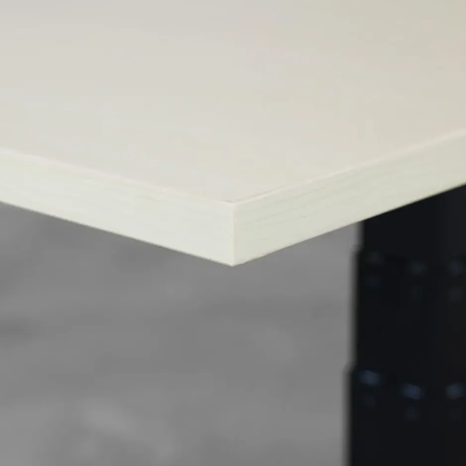 Elektrisch verstelbaar bureau - 160x80 cm - Single motor - Wit / Licht eiken
