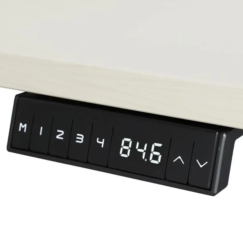 Elektrisch verstelbaar bureau - 160x80 cm - Single motor - Wit / Licht eiken