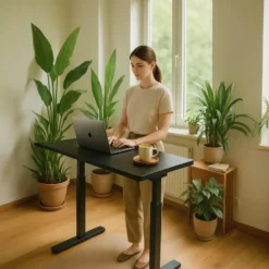 Elektrisch verstelbaar bureau - 180x80 cm - Single motor - Zwart / Antraciet