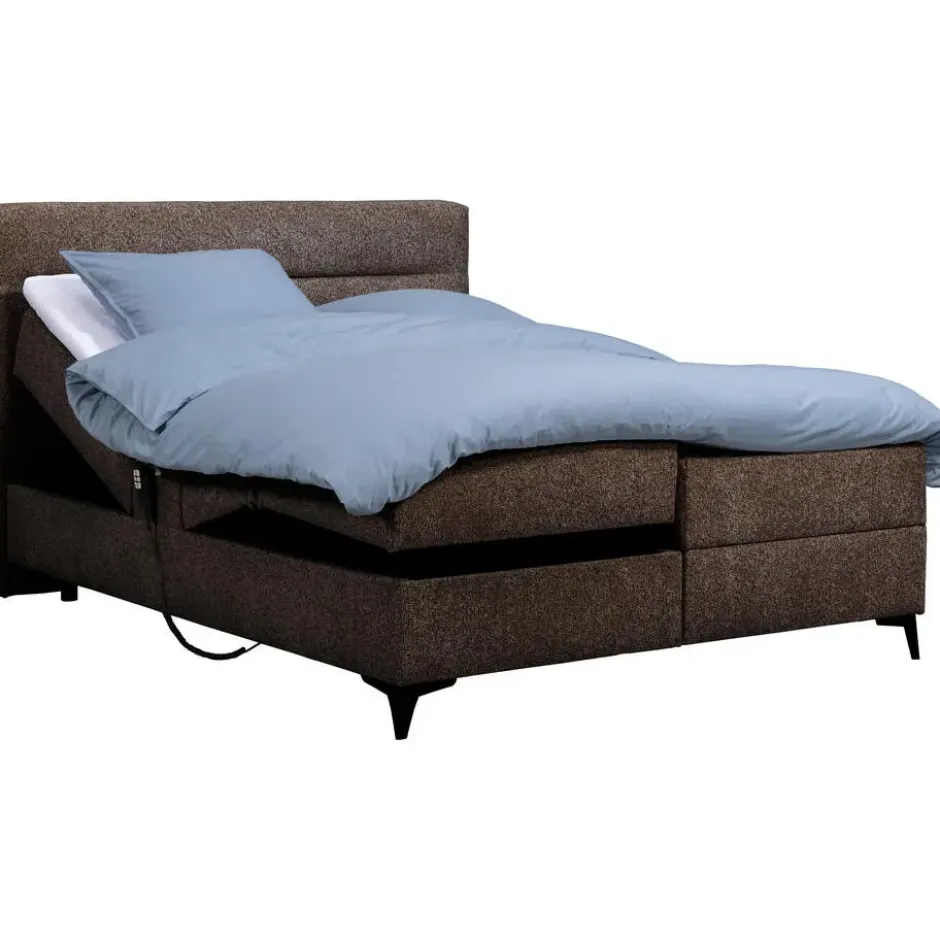 Elektrisch verstelbare boxspring Bergen 6-delig - donkerbruin - 180x200 cm