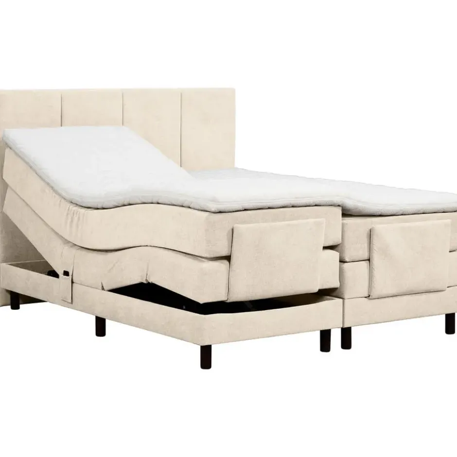 Elektrisch verstelbare boxspring Trondheim - beige - 160x210 cm