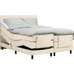 Elektrisch verstelbare boxspring Trondheim - beige - 160x200 cm