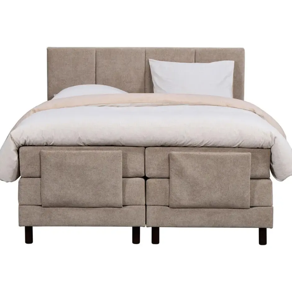 Elektrisch verstelbare boxspring Trondheim - greige - 160x210 cm