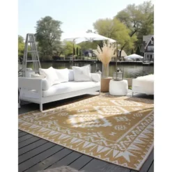 Elle Decoration Buitenkleed Gemini Dubbelzijdig Geel - 200x290 CM