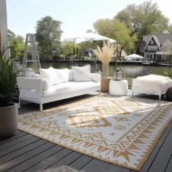Elle Decoration Buitenkleed Gemini Dubbelzijdig Geel - 200x290 CM