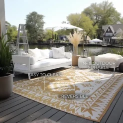Elle Decoration Buitenkleed Gemini Dubbelzijdig Geel - 120x170 CM