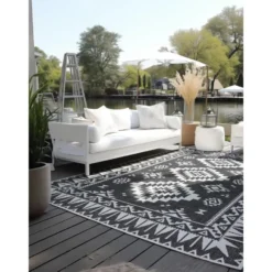Elle Decoration Buitenkleed Gemini Dubbelzijdig Zwart - 160x230 CM