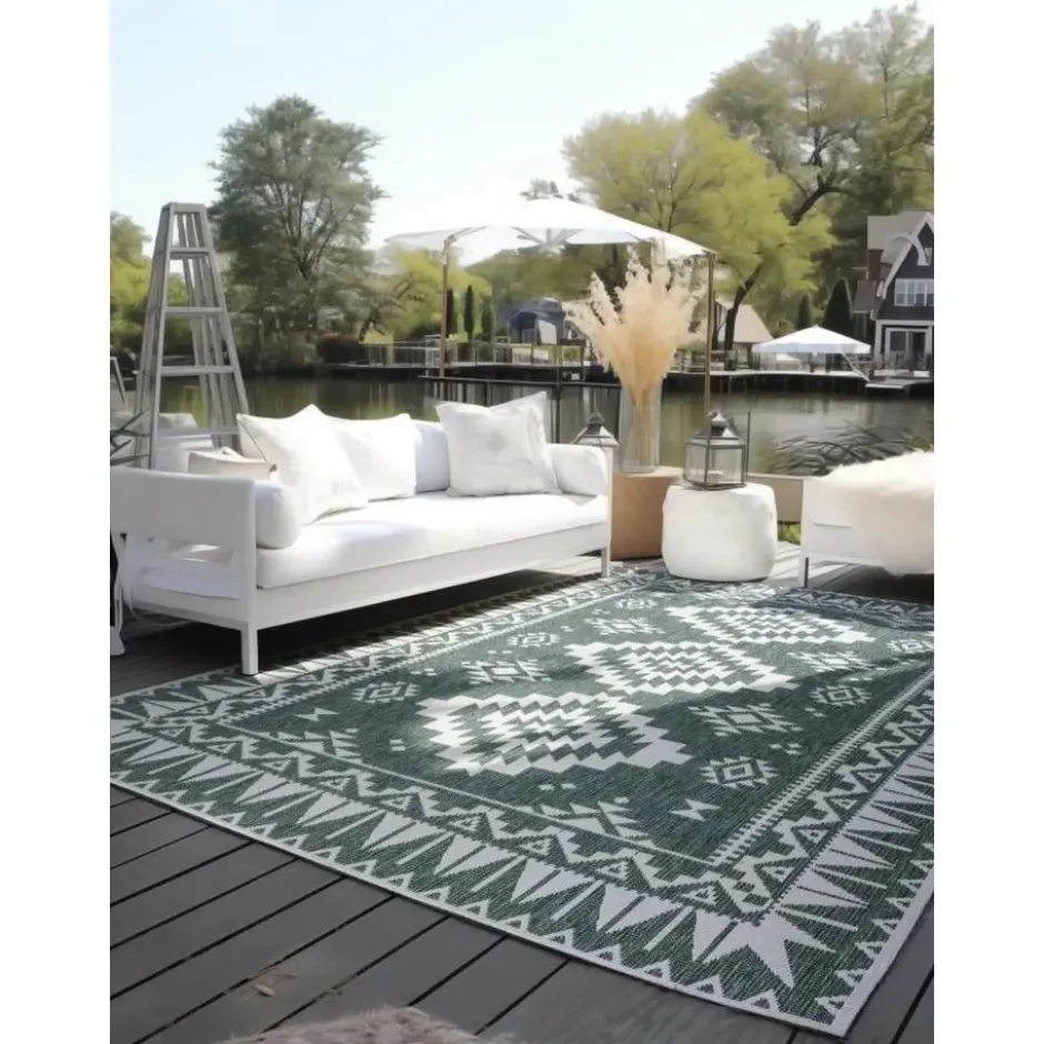Elle Decoration Buitenkleed Gemini Dubbelzijdig Groen - 120x170 CM