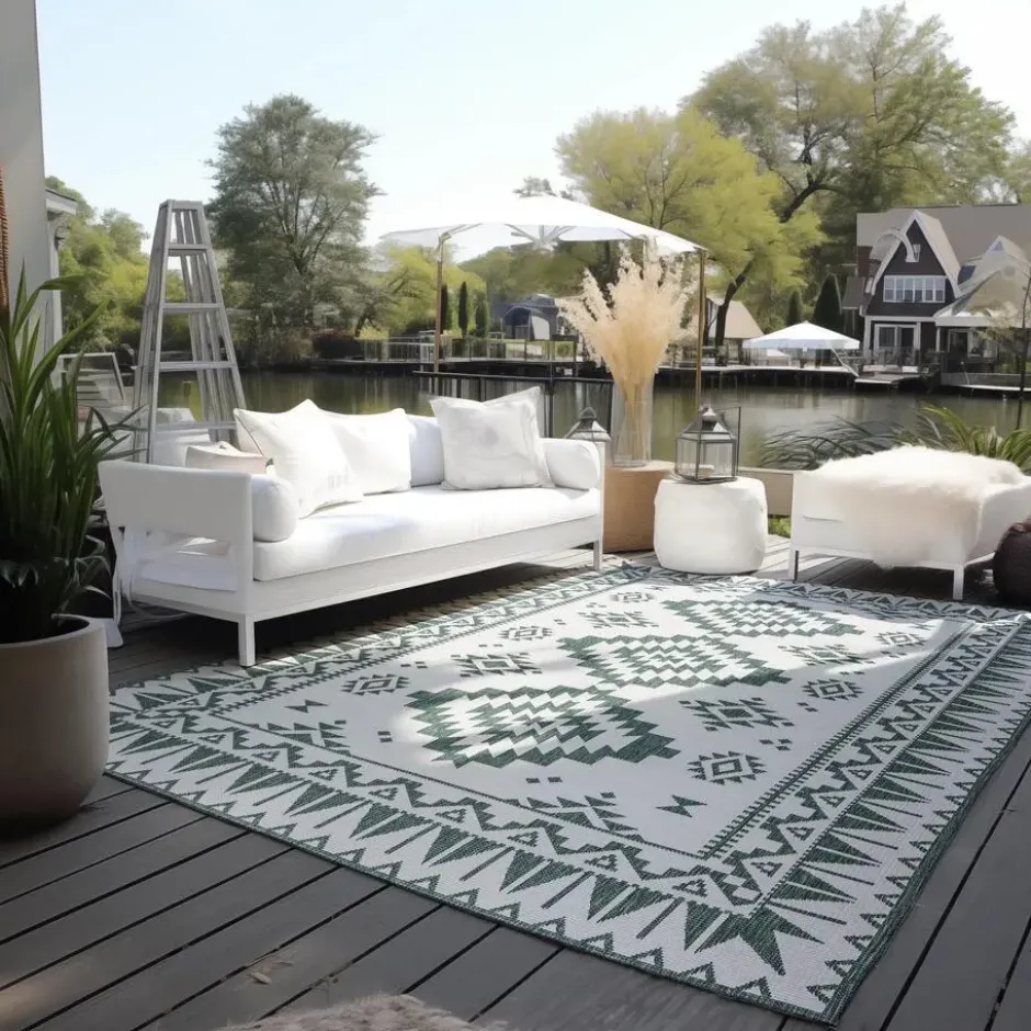 Elle Decoration Buitenkleed Gemini Dubbelzijdig Groen - 120x170 CM