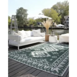 Elle Decoration Buitenkleed Gemini Dubbelzijdig Groen - 160x230 CM