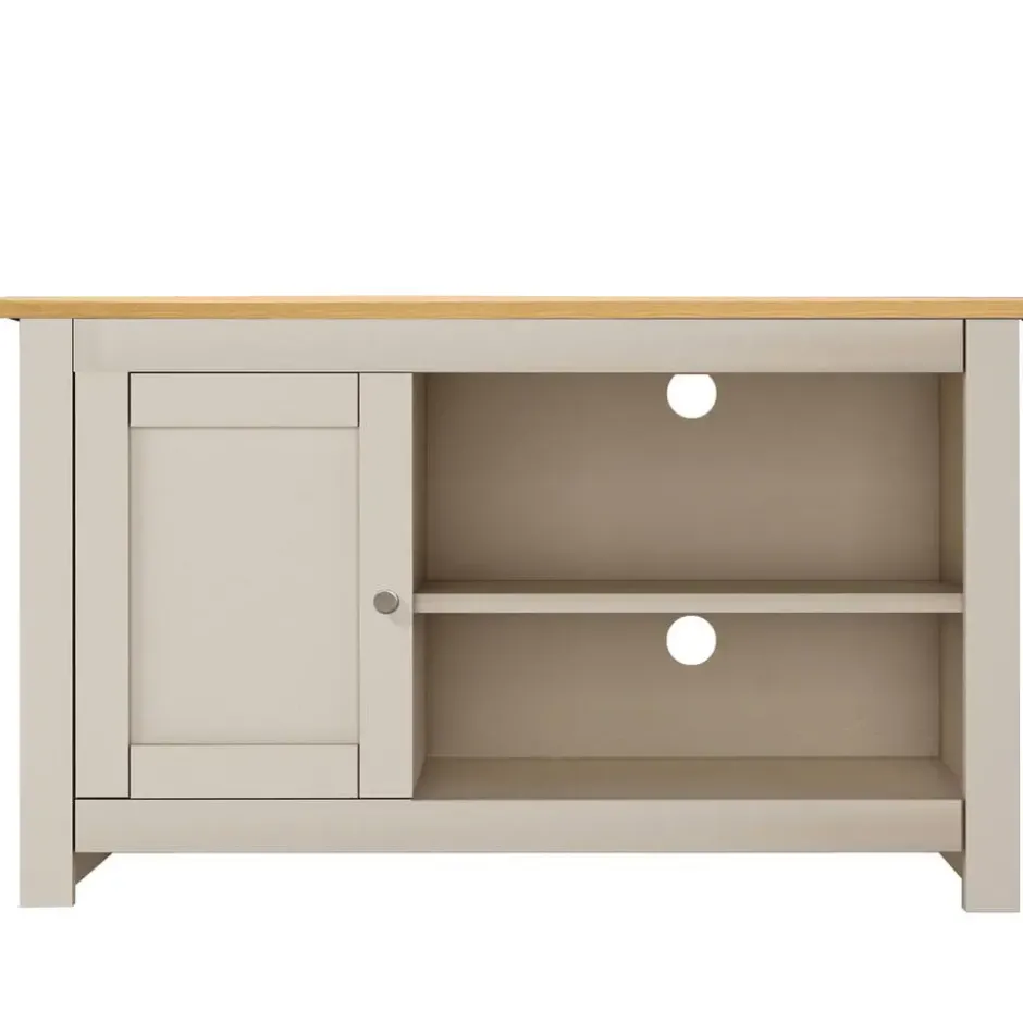Emerald - TV-meubel met 1 deur in eiken en crème spaanplaat