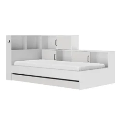ERWAN Bed met opbergruimte 90x200 cm - Wit - 120x221x104 cm
