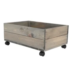 Esschert design plantenbak met zwenkwielen - hout - 59 x 39 x 25 cm