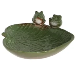 Esschert Design Vogelbad/voederschaal - blad - steen - ca. D23 cm