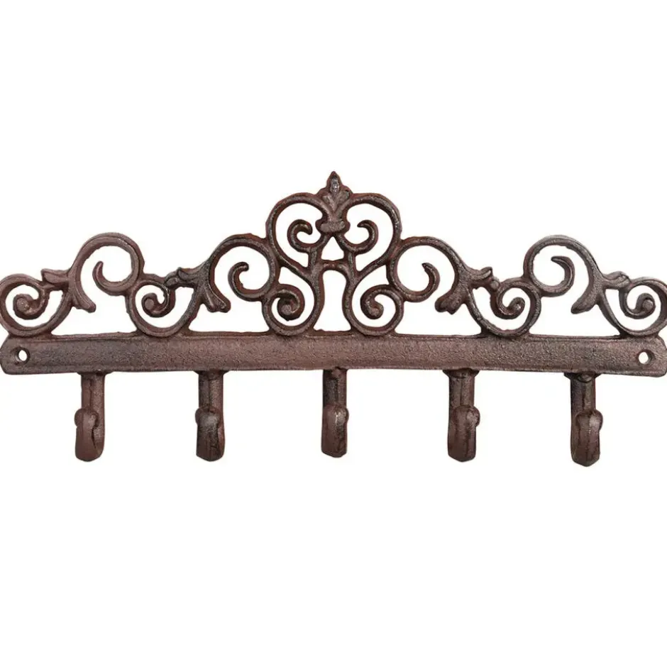 Esschert Design Wandkapstok - gietijzer - bruin - 5 haken - 32 cm
