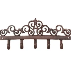 Esschert Design Wandkapstok - gietijzer - bruin - 5 haken - 32 cm