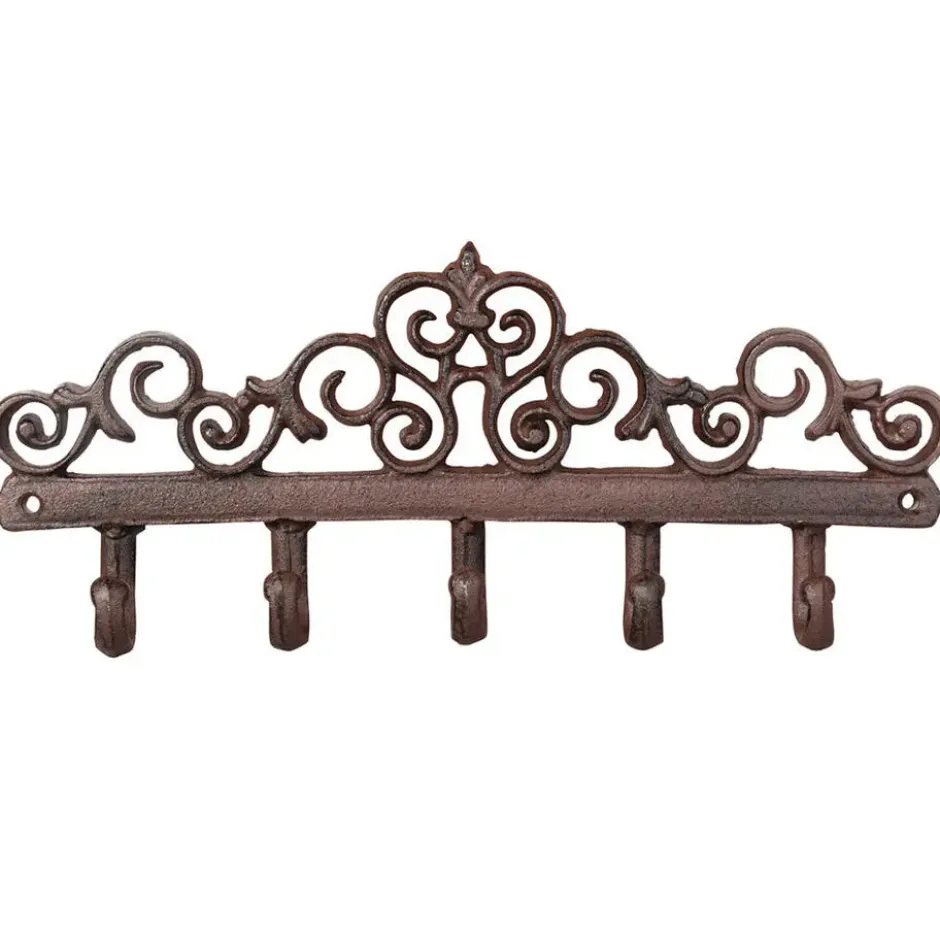 Esschert Design Wandkapstok - gietijzer - bruin - 5 haken - 32 cm