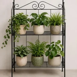 Esschert Plantenrek Levy - zwart - staal - 80 x 55 x 25 cm