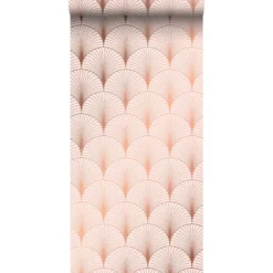 ESTAhome behang - art deco motief - roze en roségoud - 0.53 x 10,05 m