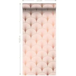 ESTAhome behang - art deco motief - roze en roségoud - 0.53 x 10,05 m