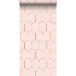 ESTAhome behang - art deco motief - roze en goud - 0.53 x 10.05 m