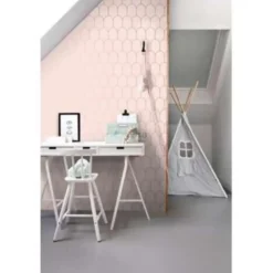 ESTAhome behang - art deco motief - roze en goud - 0.53 x 10.05 m