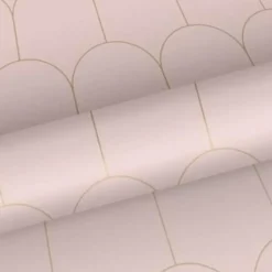 ESTAhome behang - art deco motief - roze en goud - 0.53 x 10.05 m