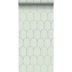 ESTAhome behang - art deco motief - mintgroen en goud - 0.53 x 10.05 m