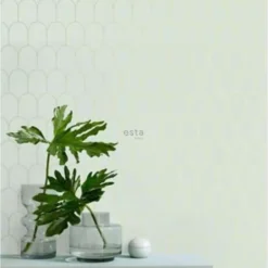 ESTAhome behang - art deco motief - mintgroen en goud - 0.53 x 10.05 m