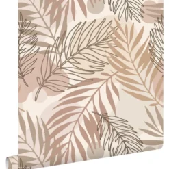 ESTAhome behang bladeren beige - 50 x 900 cm