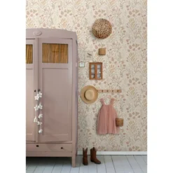 ESTAhome behang bladeren en bloemen beige en terracotta - 50 x 900 cm
