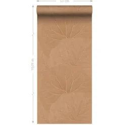 ESTAhome behang bladeren terracotta roze - 53 x 1005 cm