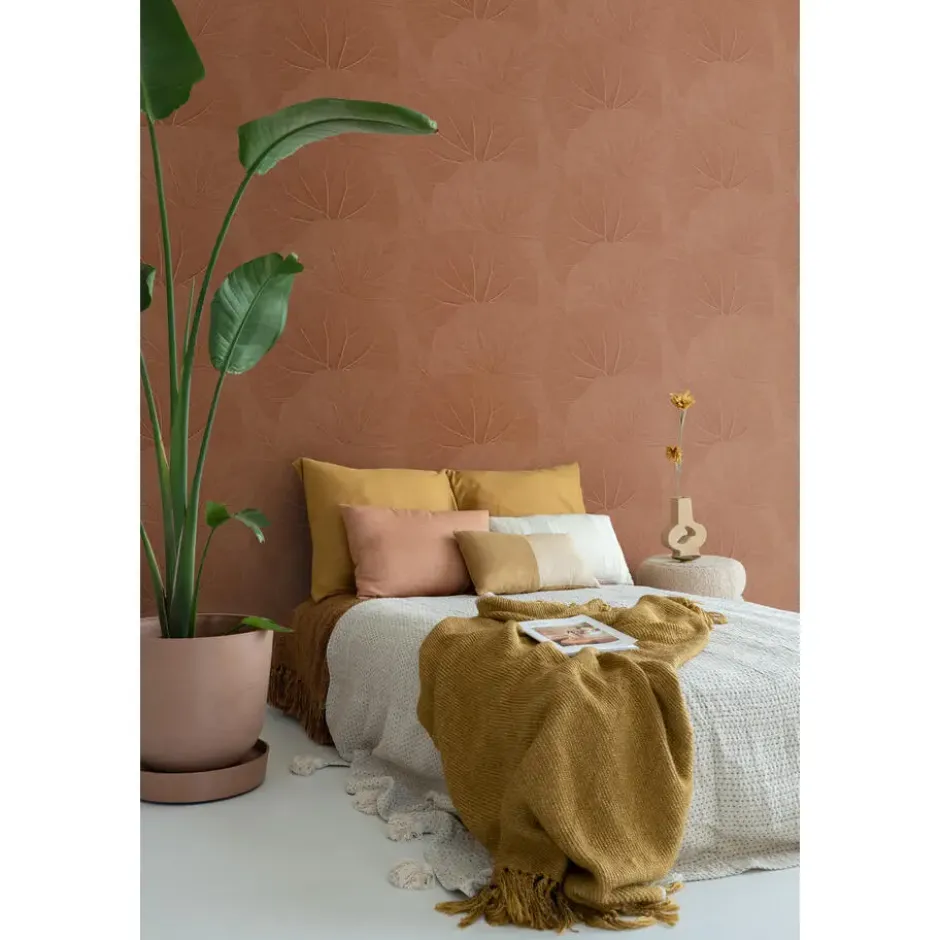 ESTAhome behang bladeren terracotta - 53 x 1005 cm