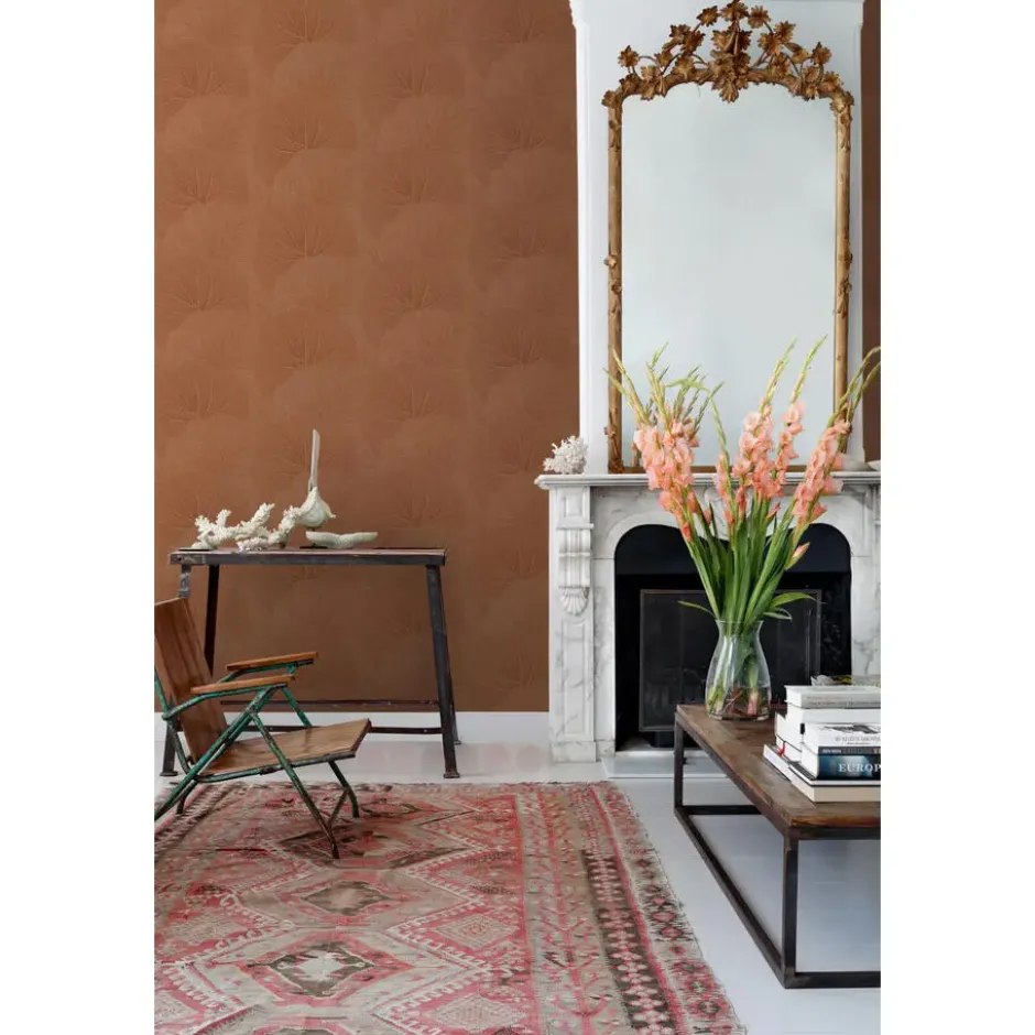 ESTAhome behang bladeren terracotta - 53 x 1005 cm