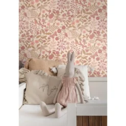 ESTAhome behang bloemen en vogels roze - 50 x 900 cm