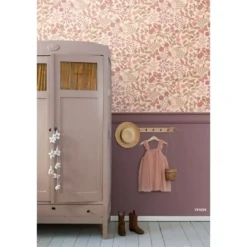 ESTAhome behang bloemen en vogels roze - 50 x 900 cm