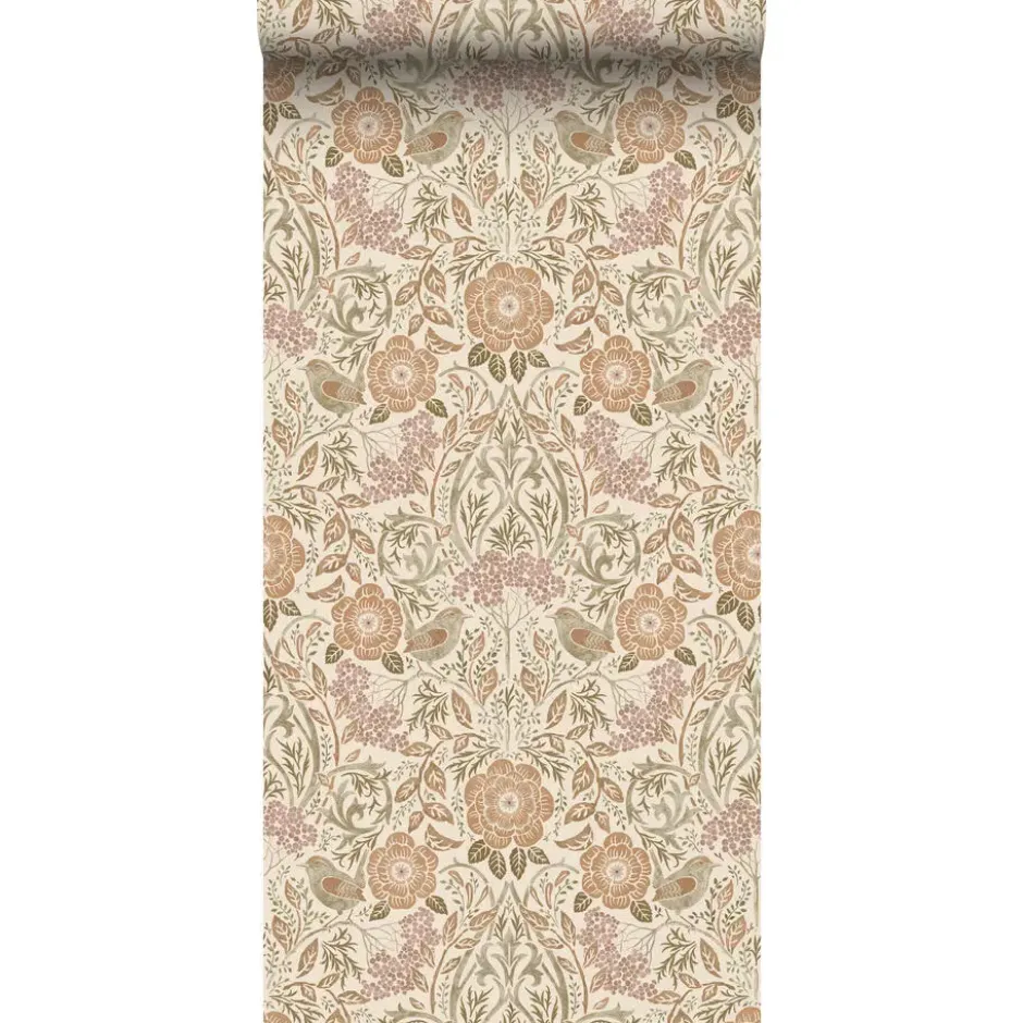 ESTAhome behang - bloemen en vogels in art nouveau stijl