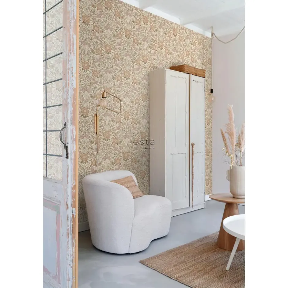 ESTAhome behang - bloemen en vogels in art nouveau stijl