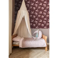 ESTAhome behang bloemen en vogels aubergine paars - 50 x 900 cm