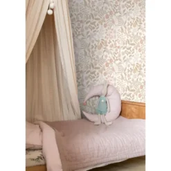ESTAhome behang bloemen en vogels wit, beige en zacht roze - 53 x 1005 cm