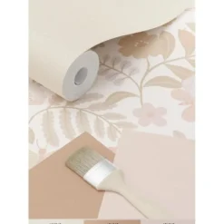 ESTAhome behang bloemen en vogels wit, beige en zacht roze - 53 x 1005 cm